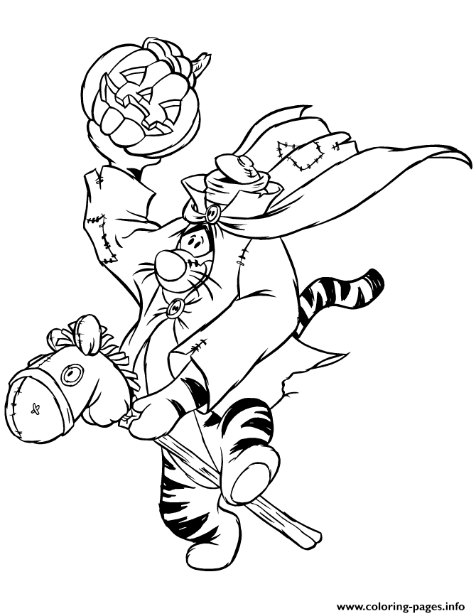 Halloween_tigger_as_headless_horseman_coloring_page coloring