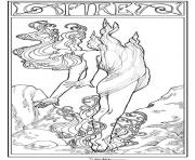 Printable adult art nouveau style fire woman coloring pages