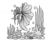 adult zentangle fish on corals by bimdeedee