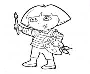 Printable dora paint coloring pages