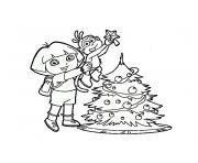 Printable dora christmas coloring pages