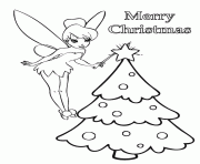 Printable tinkerbell christmas tree  coloring pages