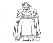 Printable pilgrim woman thanksgiving coloring pages