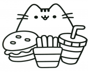 pusheen ready to eat food