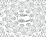 pusheen the cat donuts pattern