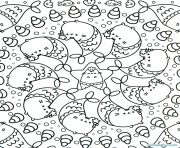 pusheen mermaid mandala adulte