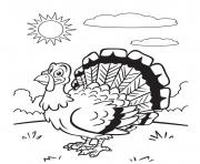 Printable sunny turkey coloring pages