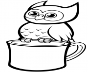 cute owl on a mug coloring pages