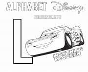 L for Lightning McQueen from Cars Disney