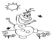 Olaf in the sun with flowers and bees