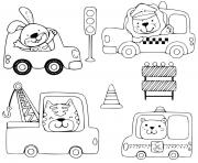 animals driving vehicles taxi motor ambulance construction